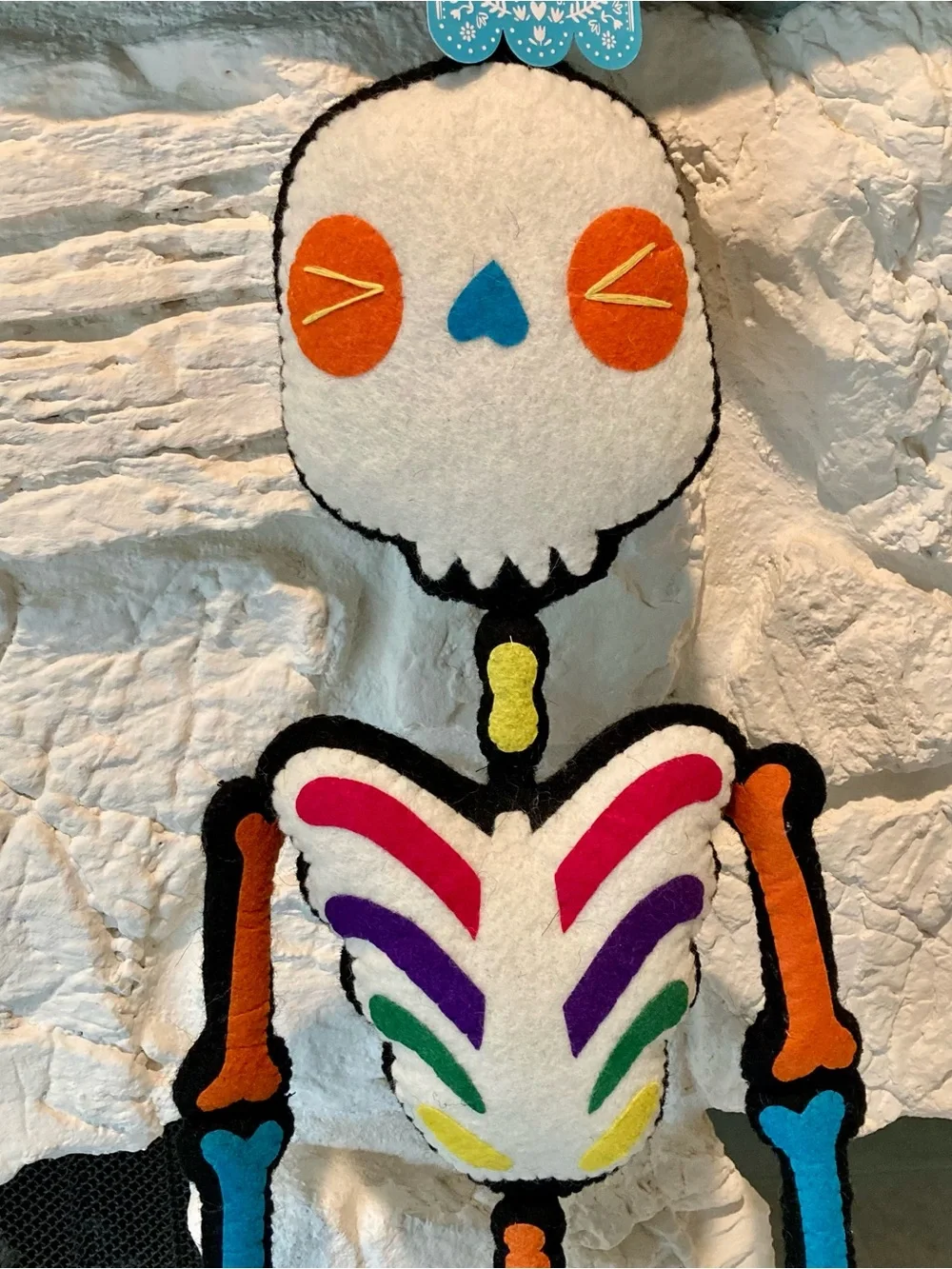 NWT Dia de los Muertos felted rainbow hanging skeleton